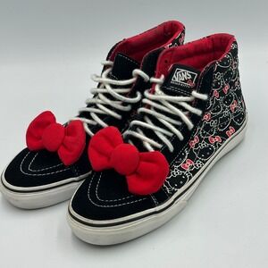 Vans Hello Kitty Sk8-Hi Black Red/ Bow Sneakers Womens 7.5 / Mens 6 Kawaii Skate